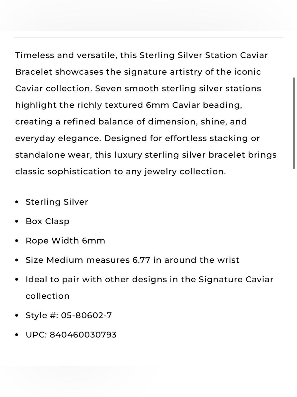 LAGOS Signature Silver Beaded Caviar Bracelet - Picture 8 of 9